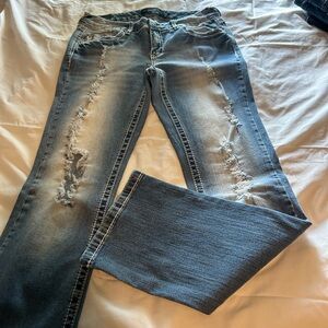 Rue21 Blue Boot Cut Distressed Jeans.  Twenty One black by rue 21. Sz 11,12 R